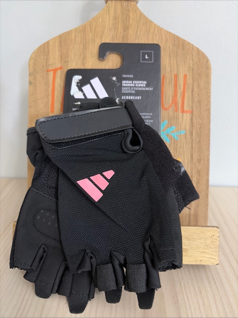 adidas Black Training Gloves with Pink Accent size M